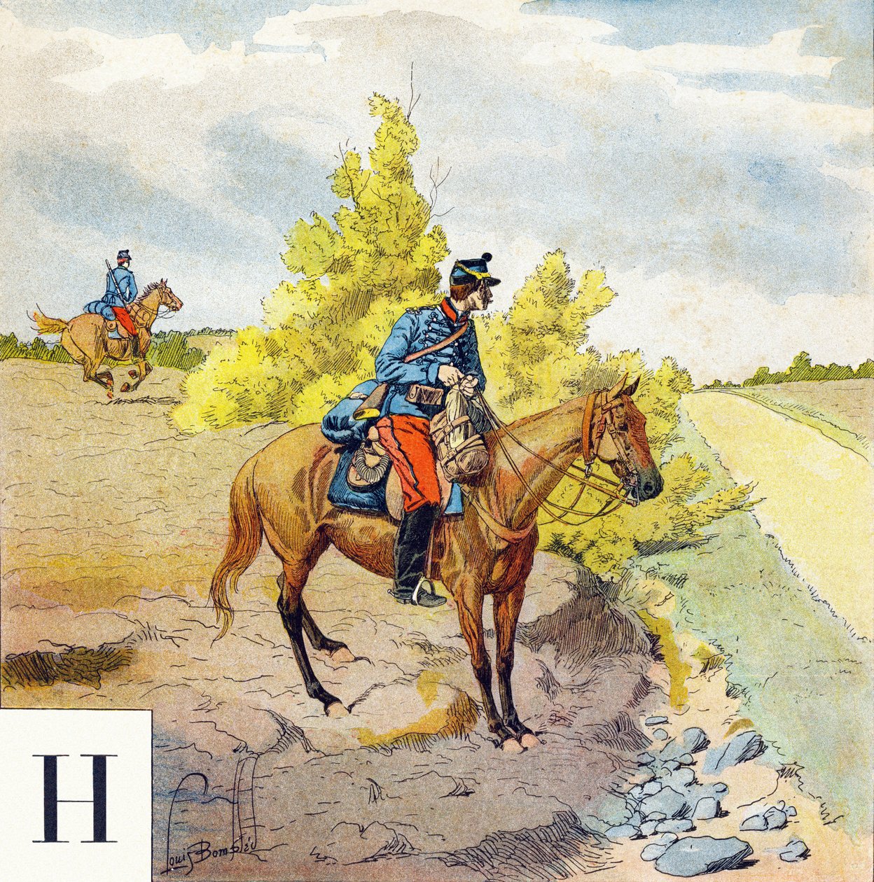 H-kirjain: Husaarit, "Minusta tulee sotilas" - Sotilaaakkoset tekijältä Louis Charles Bombled