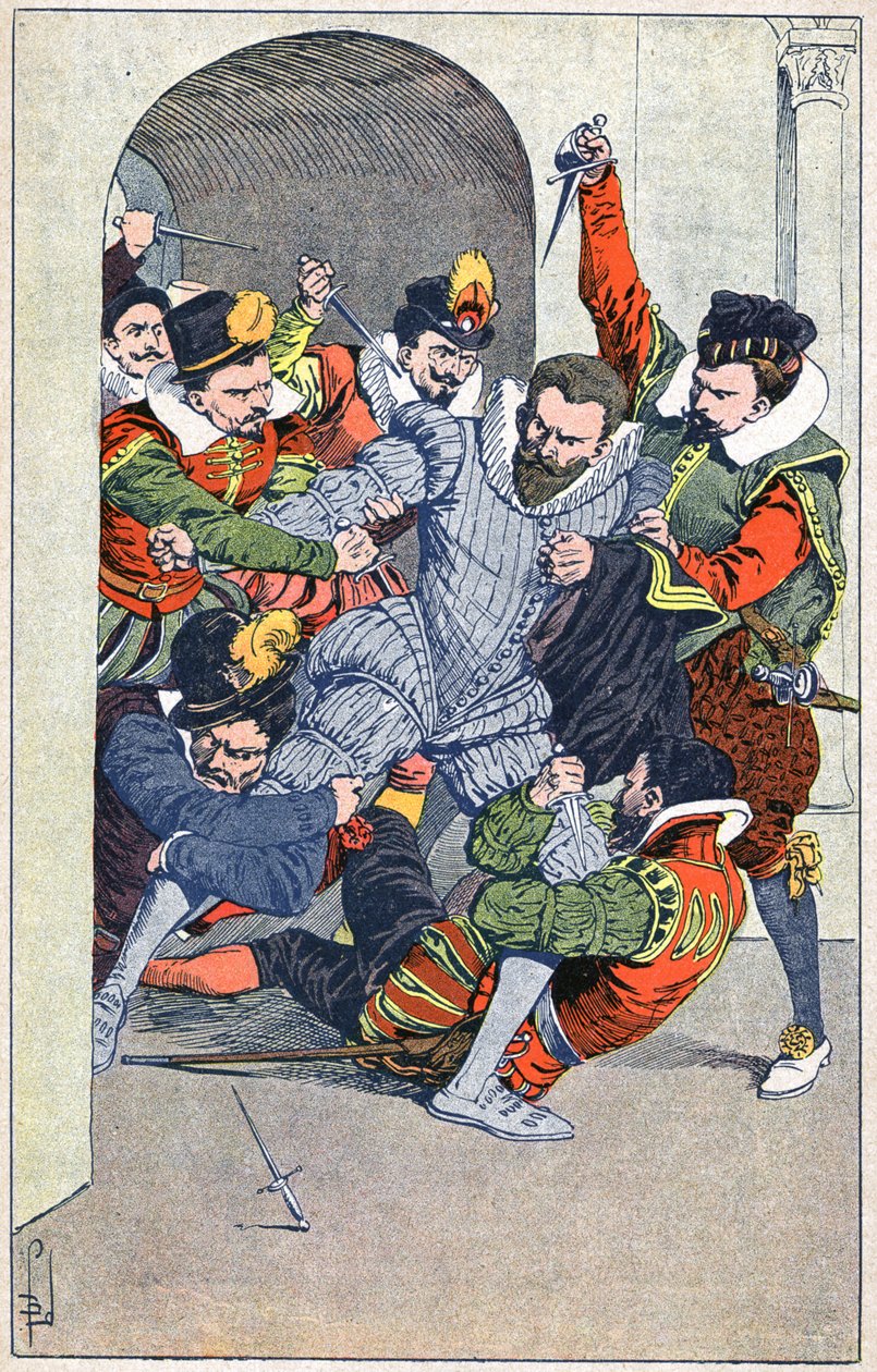 Guisen herttua Henri I:n murha Bloisissa vuonna 1588. tekijältä Louis Charles Bombled