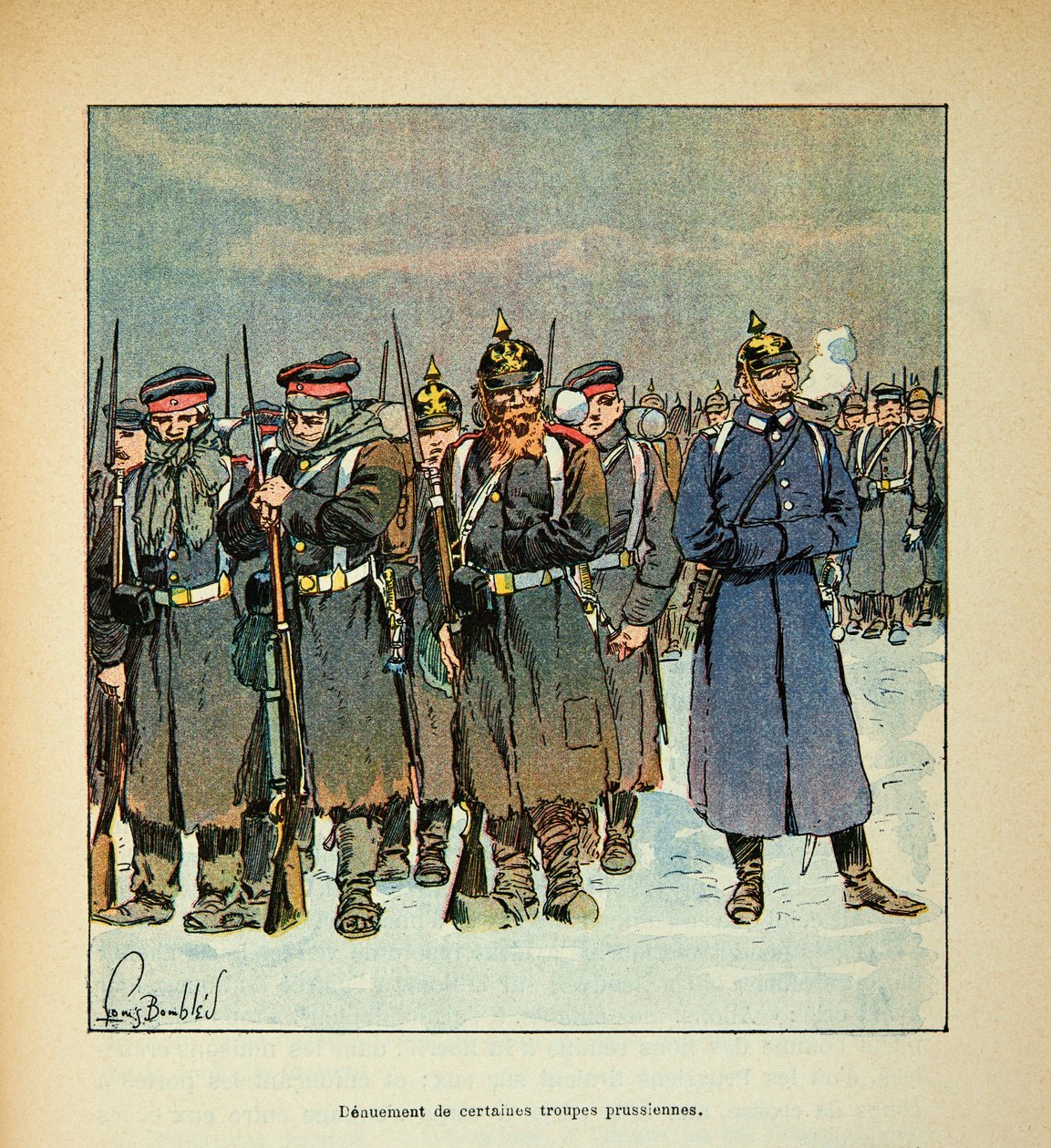 Eugene Sergentin Loiren armeija, joka tunnetaan nimellä Grenest, kuvittanut Louis Bombled (1862-1927) (Ranskan ja Saksan sota; kampanja 1870 -1871): Joidenkin Preussin joukkojen tuhoutuminen vuonna 1870, yksityinen kokoelma tekijältä Louis Charles Bombled