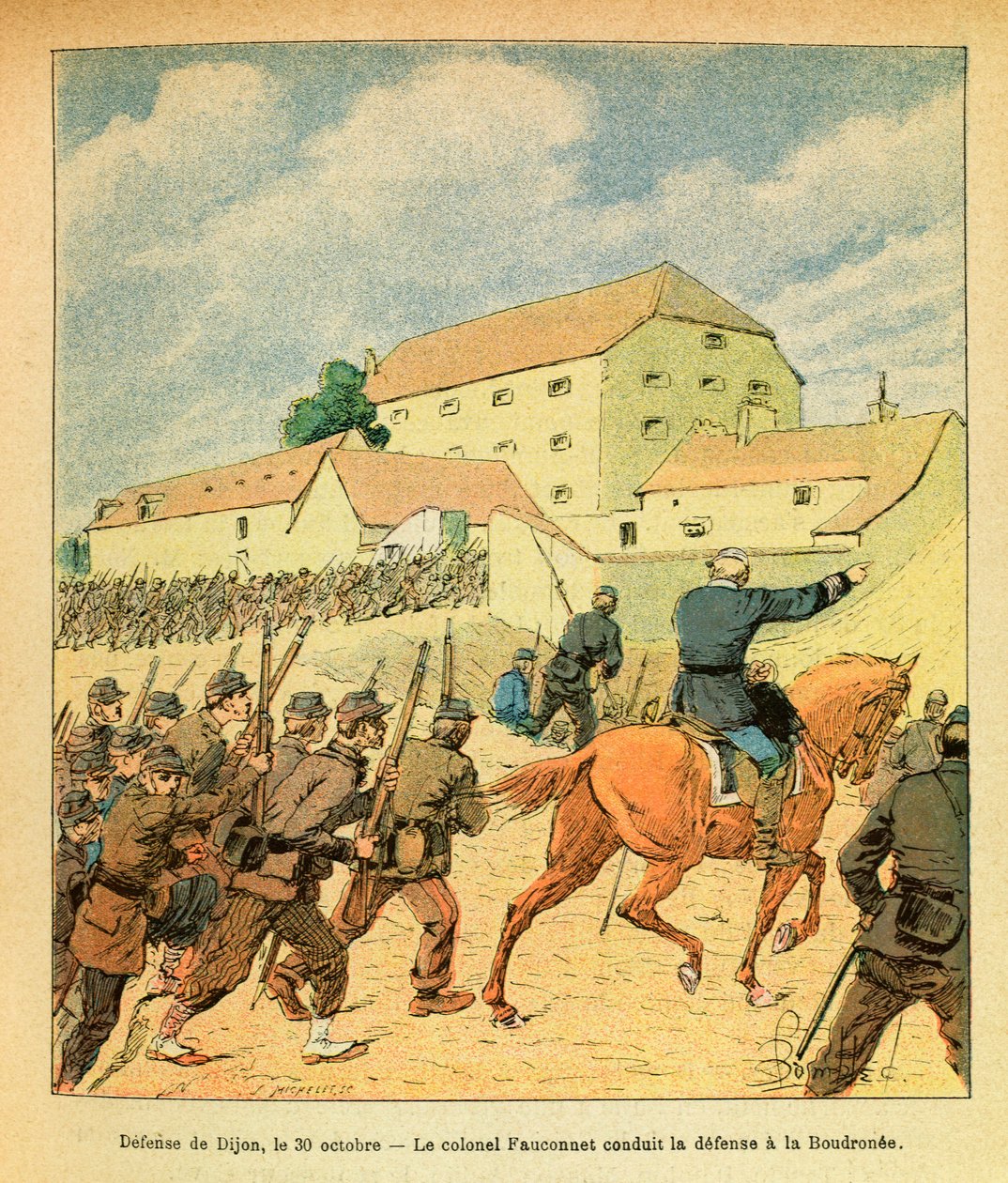 Eugene Sergeantin itäinen armeija, Grenest, kuvittanut Louis Bombled (1862-1927) (Ranskan ja Saksan sota; kampanja 1870-1871): Dijonin kaupungin puolustaminen 30. lokakuuta tekijältä Louis Charles Bombled