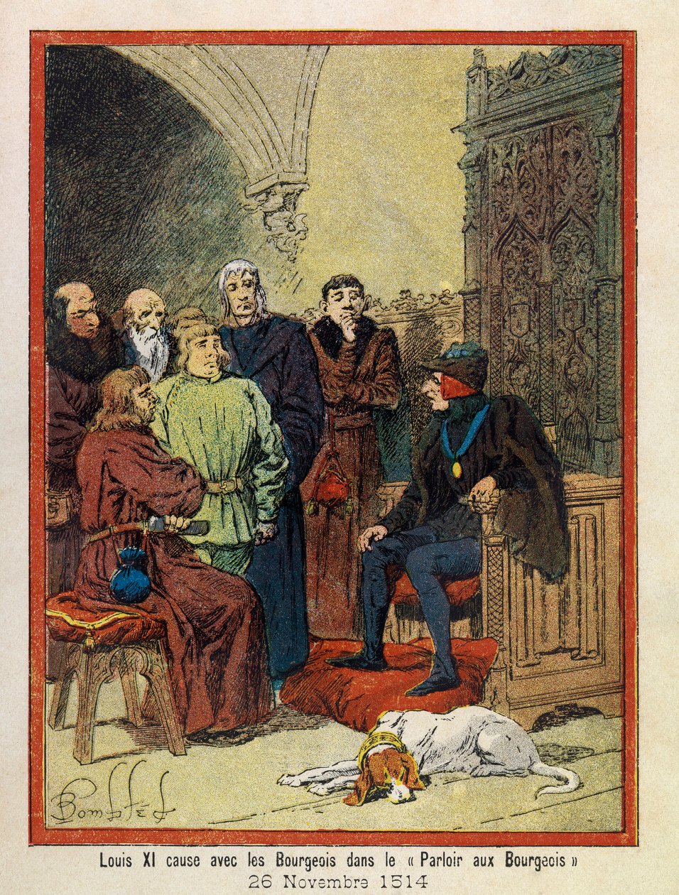 A. Mercierin suuret matkat Hotel de Ville de Parisissa, kuvittanut Louis Bombled (1862-1927): 26. marraskuuta tekijältä Louis Charles Bombled