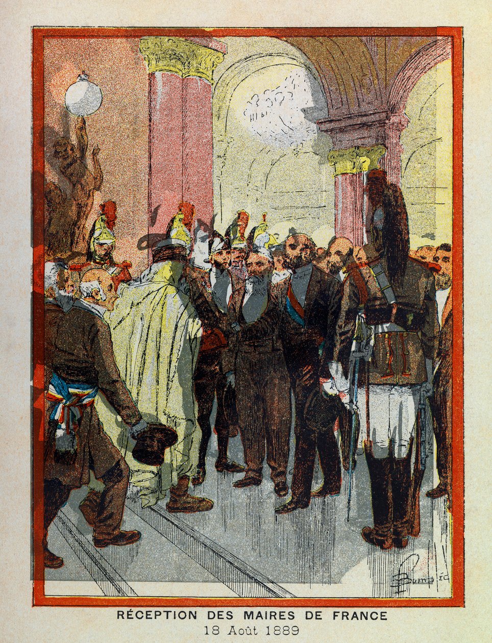 A. Mercierin suuret matkat Hotel de Ville de Parisissa, kuvittanut Louis Bombled (1862-1927): 18. elokuuta tekijältä Louis Charles Bombled
