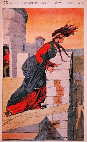 The Story of Fairy Melusine, kuvitus Jules Micheletin (1798-1874) "Histoire de Francesta" n. 1900 (värilitho) tekijältä Louis Charles Bombled