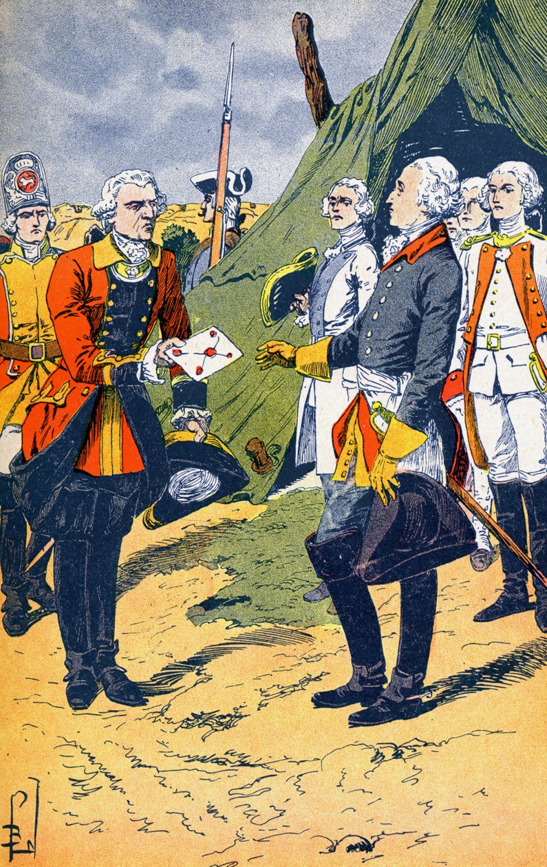 Washington vastaanottaa Yorktownin antautumisen tekijältä Louis Charles Bombled