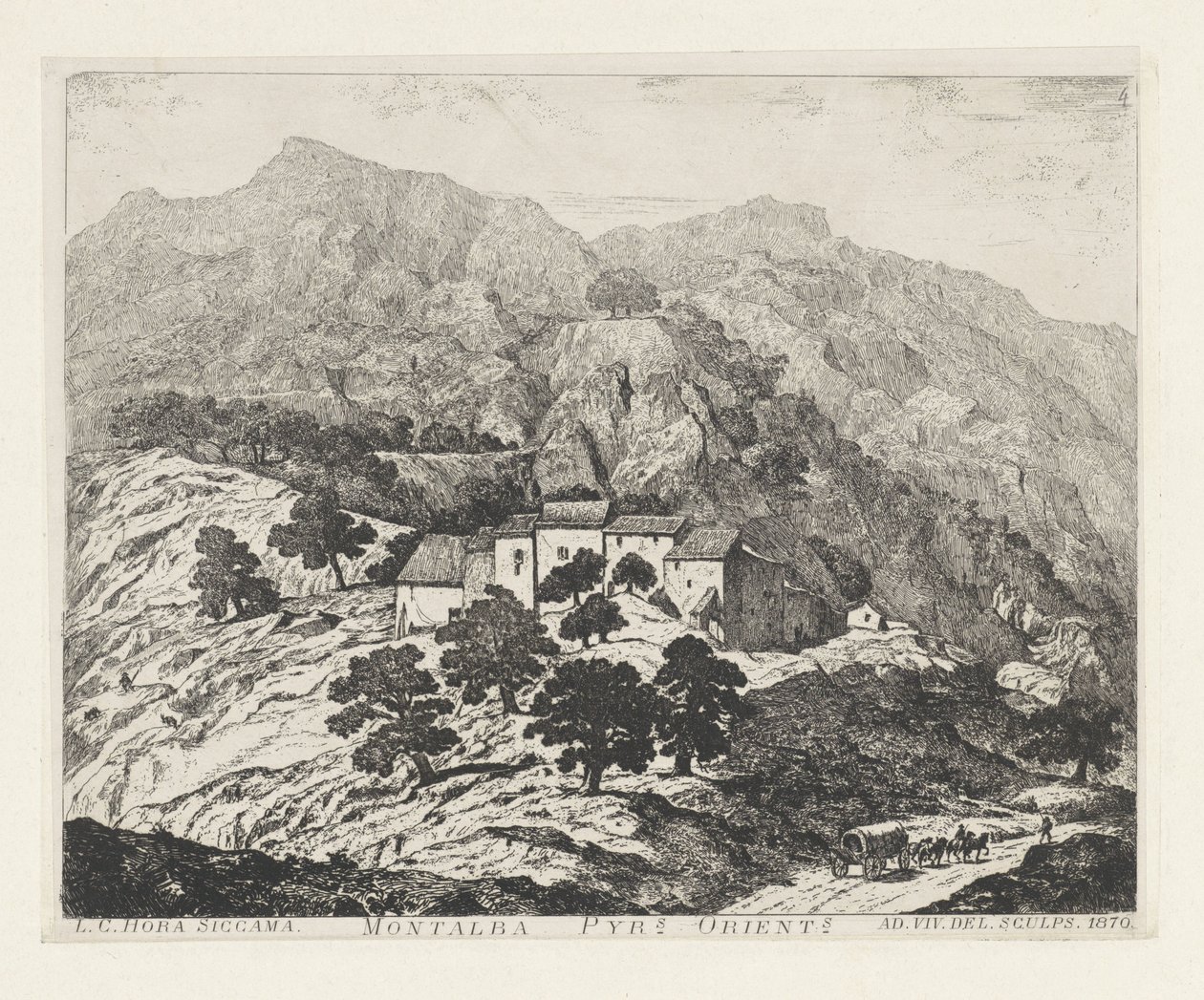 Montalba-le-Château (Frankrijk) Montalba Pyr[eneas]s. orient[ale]s (otsikko esineessä) tekijältä Louis Charles Hora Siccama