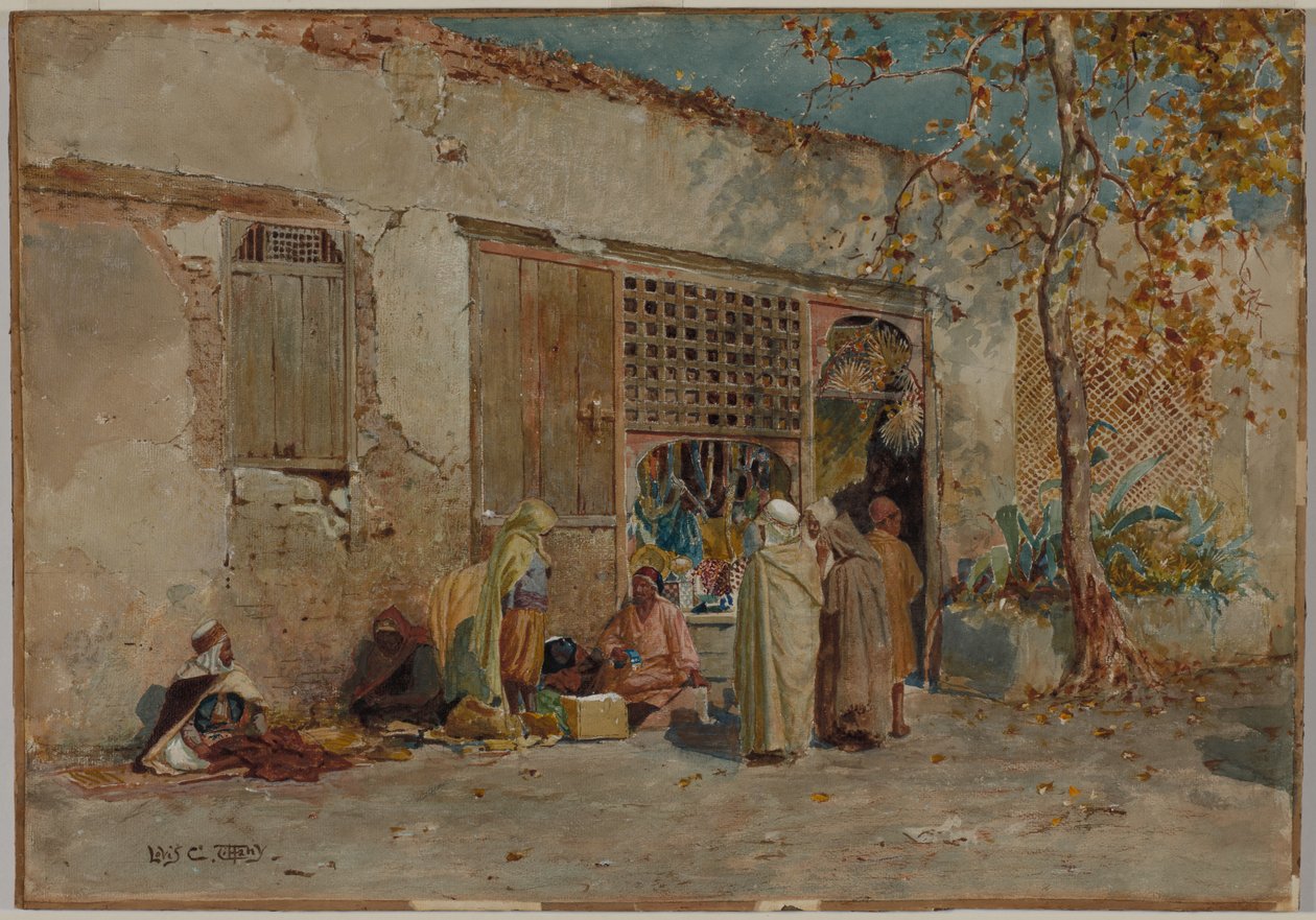 Marokon kohtaus, n. 1871. tekijältä Louis Comfort Tiffany