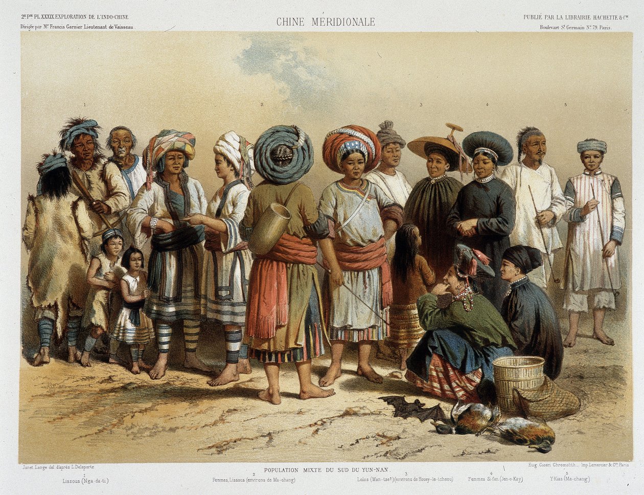 Etniset ryhmät noin 1870, Francis Garnier Parisin "" tutkimusmatkalla Indokiinassa 1866-1868" tekijältä Louis Delaporte