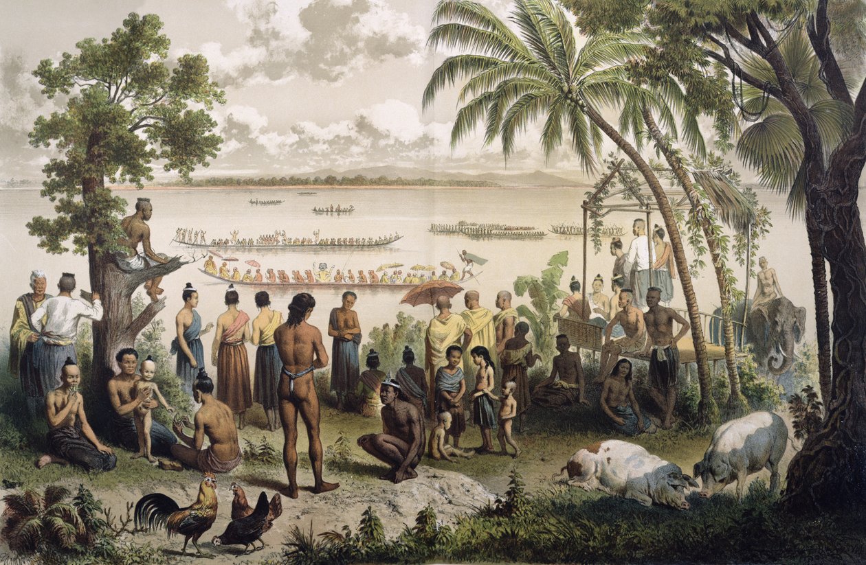 Pirogue-kilpailut Bassac-joella, Doudart de Lagreen (1823-68) Atlas du Voyage d