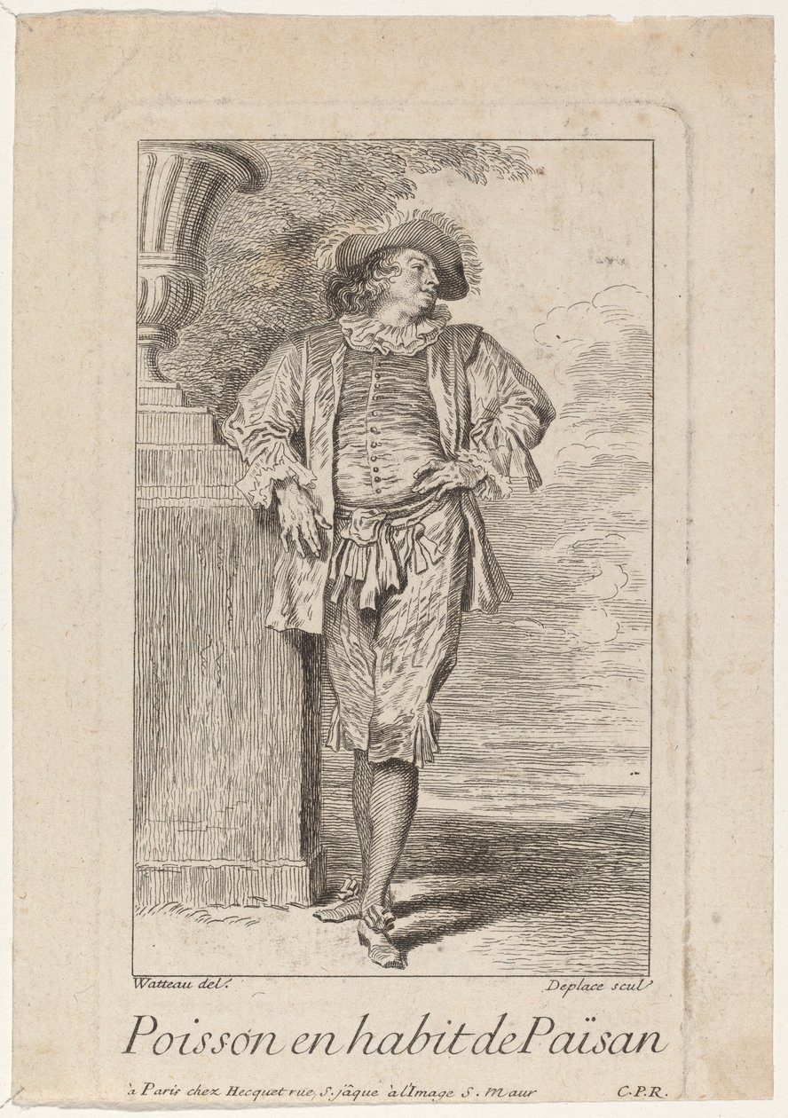 Kala Paisanin mekossa tekijältä Louis Deplaces after Antoine Watteau