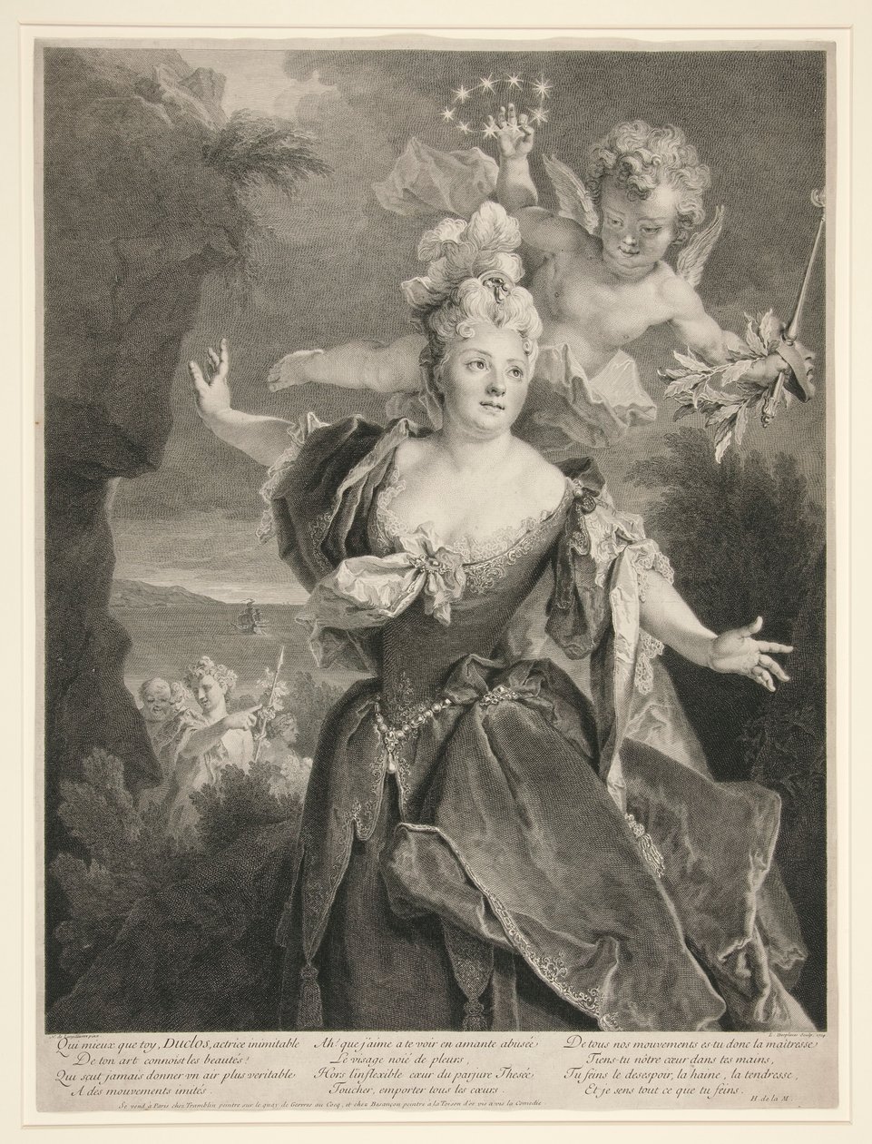 Marie Anne de Chateauneufin (nimeltään Duclos) muotokuva tekijältä Louis Desplaces