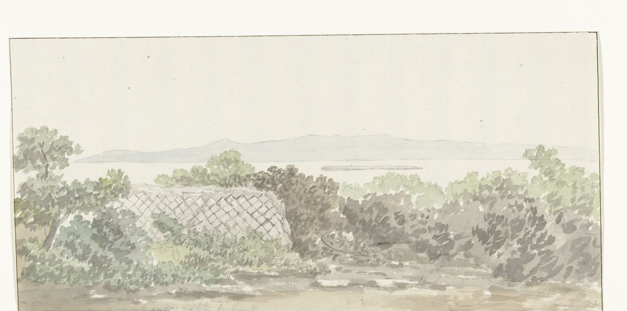 Gezicht op de ruïne van het teatteri Brindisissä Näkymä Taranton teatterin jäänteistä (otsikko esineessä) Matkat Italiassa, Sisiliassa ja Maltassa - 1778 (sarjan nimi) tekijältä Louis Ducros