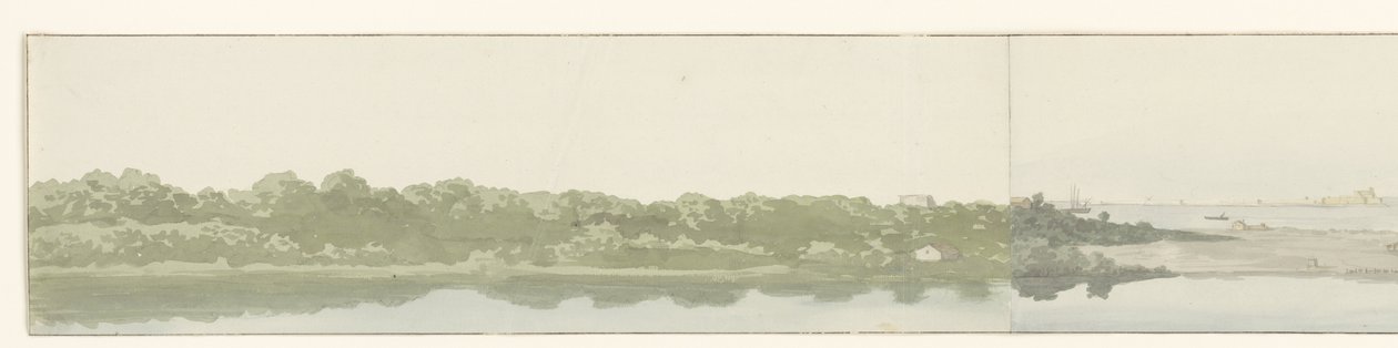 Haven van Brindisi Näkymä Brindisin satamasta (otsikko esineessä) Matkat Italiassa, Sisiliassa ja Maltassa - 1778 (sarjan nimi) tekijältä Louis Ducros