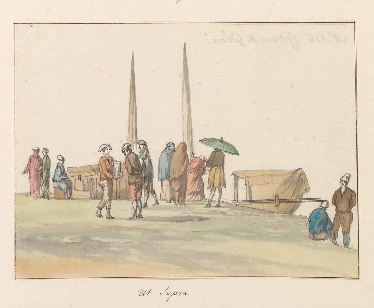 Gozon saaren perinteiset puvut Costume de Ghozo (nimi esineessä) Voyage en Italy ja Sicile et à Malte - 1778 (sarjan nimi) tekijältä Louis Ducros