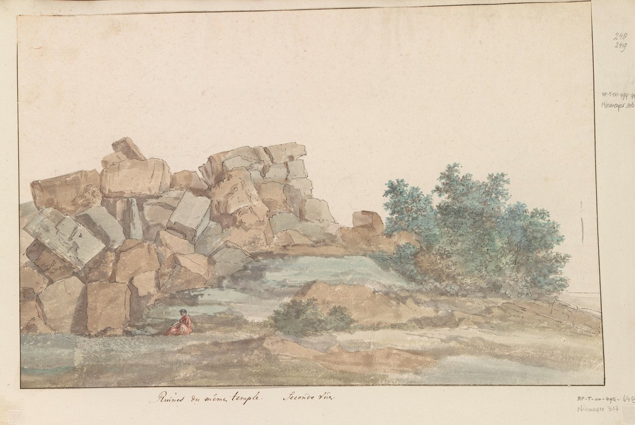 Resten van Zeus templul Olimpului din Agrigento Ruinele aceluiași templu. A doua vedere (titlu pe obiect) Călătorii în Italia, Sicilia și Malta - 1778 (titlul seriei) finlandez tekijältä Louis Ducros