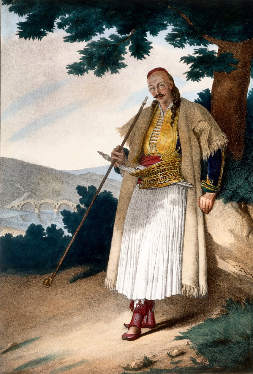 Kreikkalainen puutarhuri tai talonmies - Levy X, kaiverrettu Lemercier teoksesta "Voyage à Athens et a à Constantinopoli", kirjoittanut ja kuvittanut Dupre, 1828 tekijältä Louis Dupré