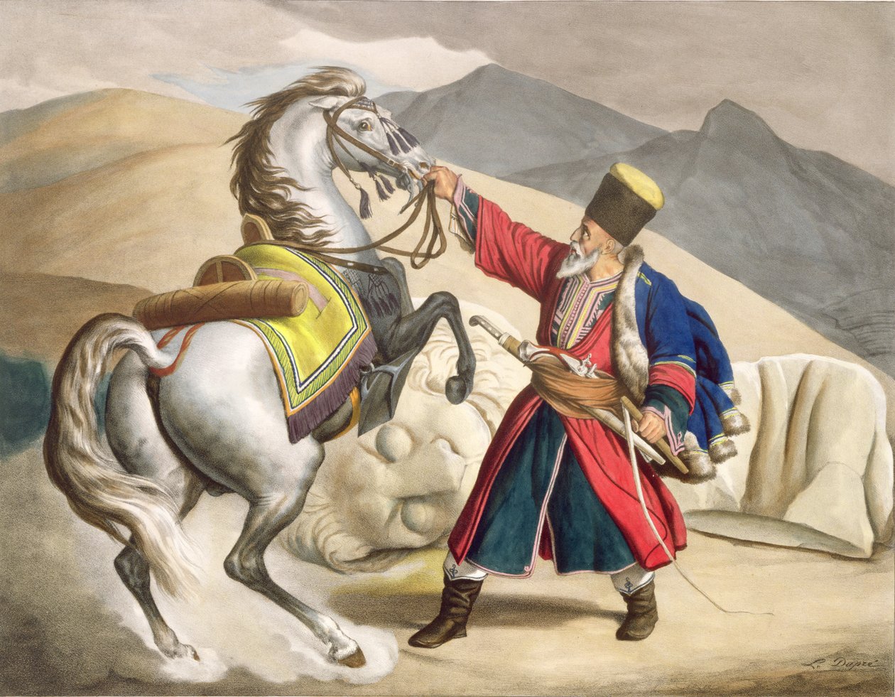 Tataari hevosensa kanssa, kaiverrettu Thierryn veljesten toimesta, 1825. tekijältä Louis Dupré