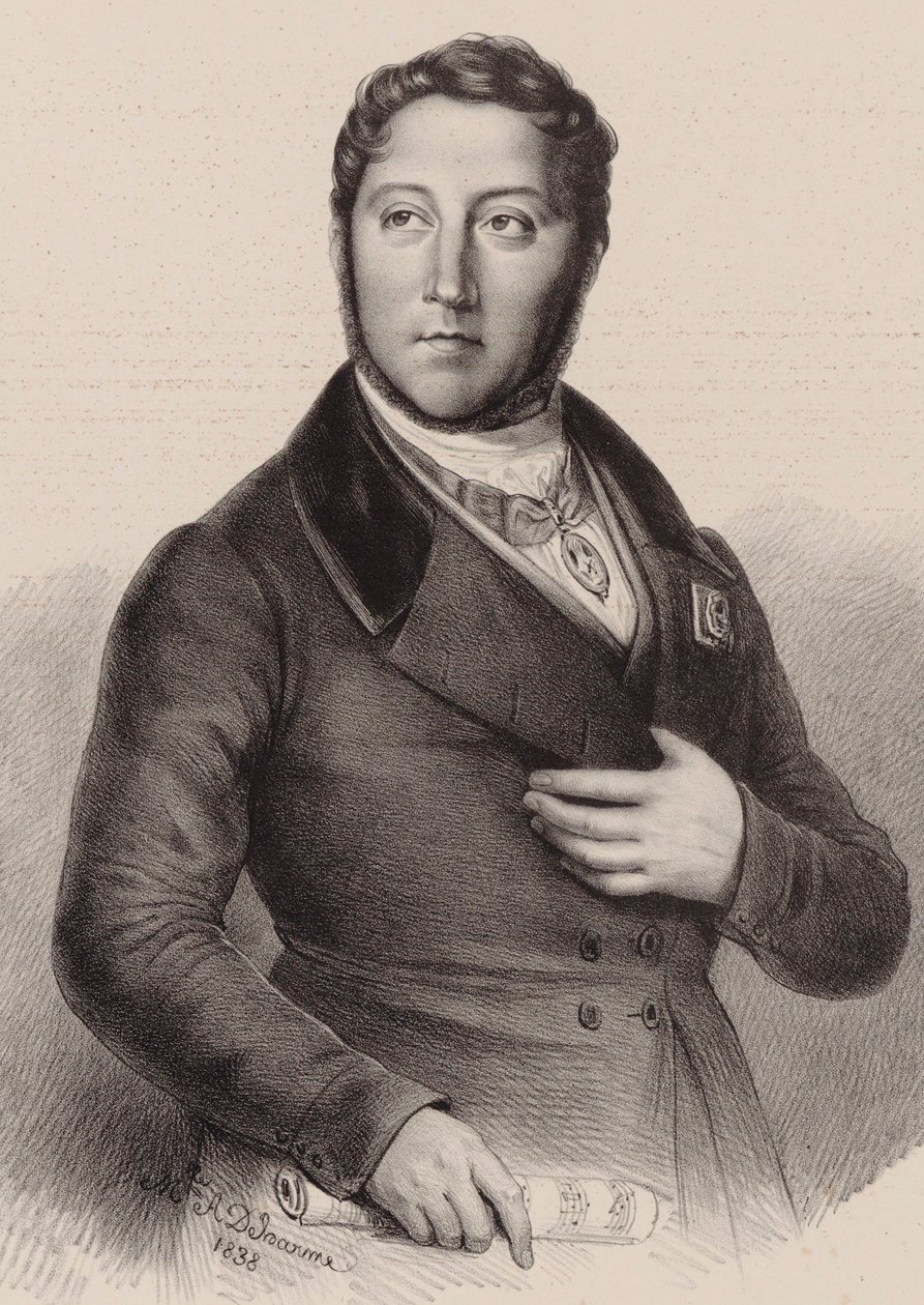 Muotokuva säveltäjä Gioachino Antonio Rossinista 1792-1868, 1838. tekijältä Louis Dupré