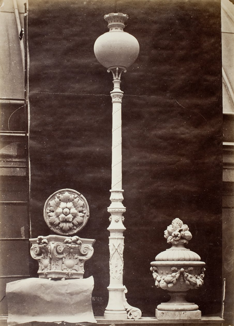 Sisätilojen yksityiskohdat ja kattokruunu, Théâtre du Vaudeville, Pariisi tekijältä Louis Emile Durandelle