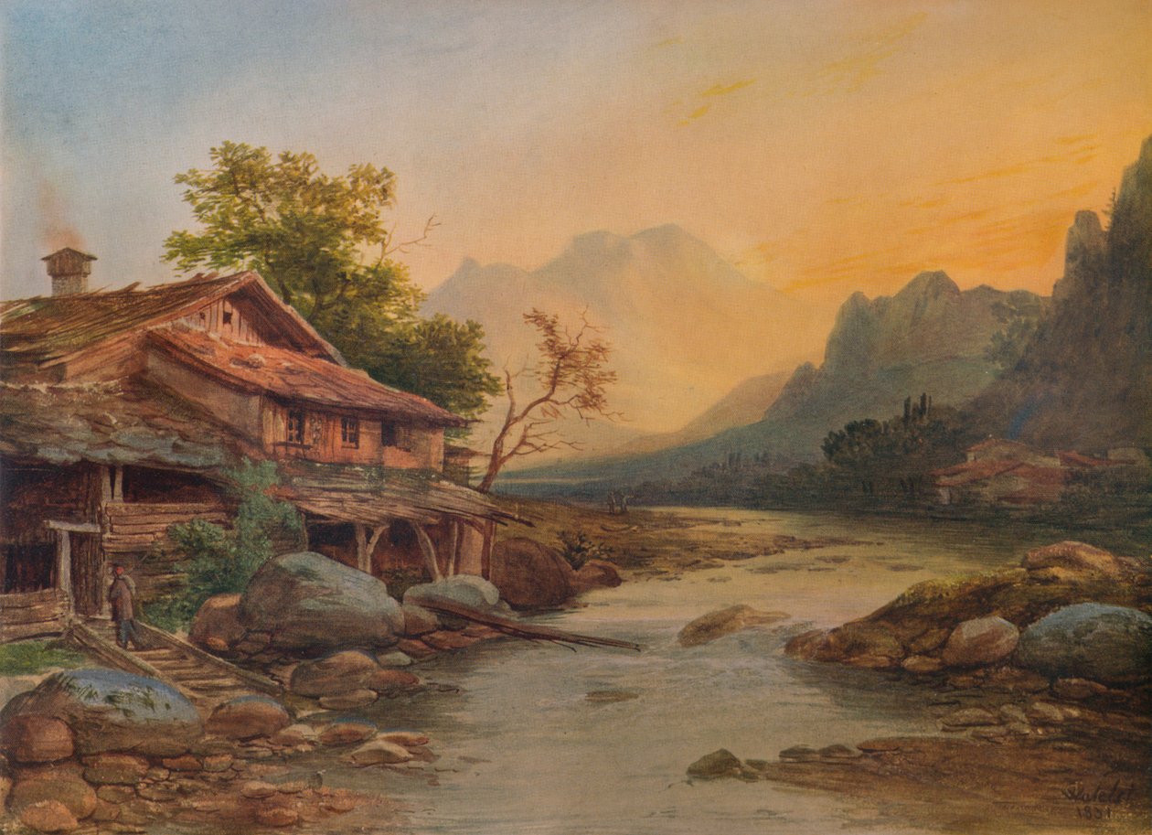 "Sveitsin vuoristokylä", 1831, 1938 tekijältä Louis Etienne Watelet