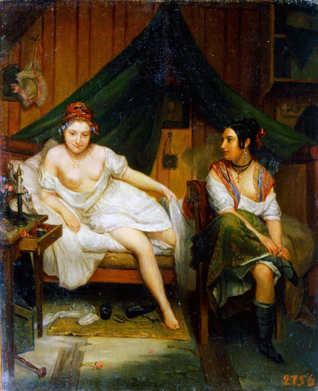 "Kaksi tyttöä", 1800-luku. tekijältä Louis Eugene Bertier