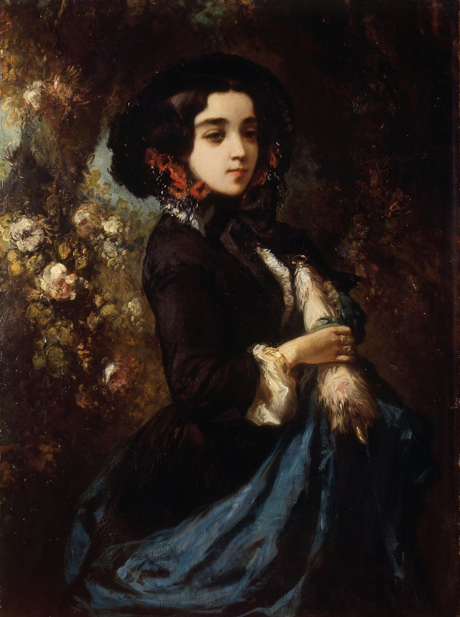 Muotokuva naisesta, noin 1860-65 (öljy kankaalle). tekijältä Louis Eugene Gabriel Isabey