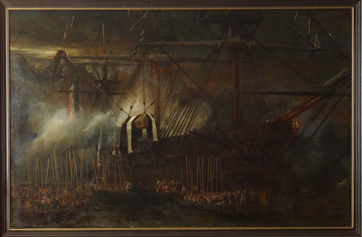 Napoleonin tuhkien siirto fregatti La Belle Poule -alukselle, 15. lokakuuta 1840, 1843. tekijältä Eugene Isabey