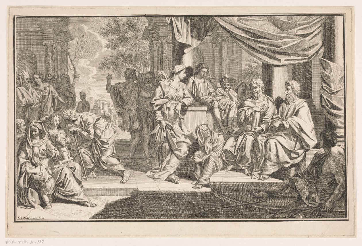 Paavali ja Barnabas saarnaavat temppelin edessä tekijältä Louis Fabritius Dubourg