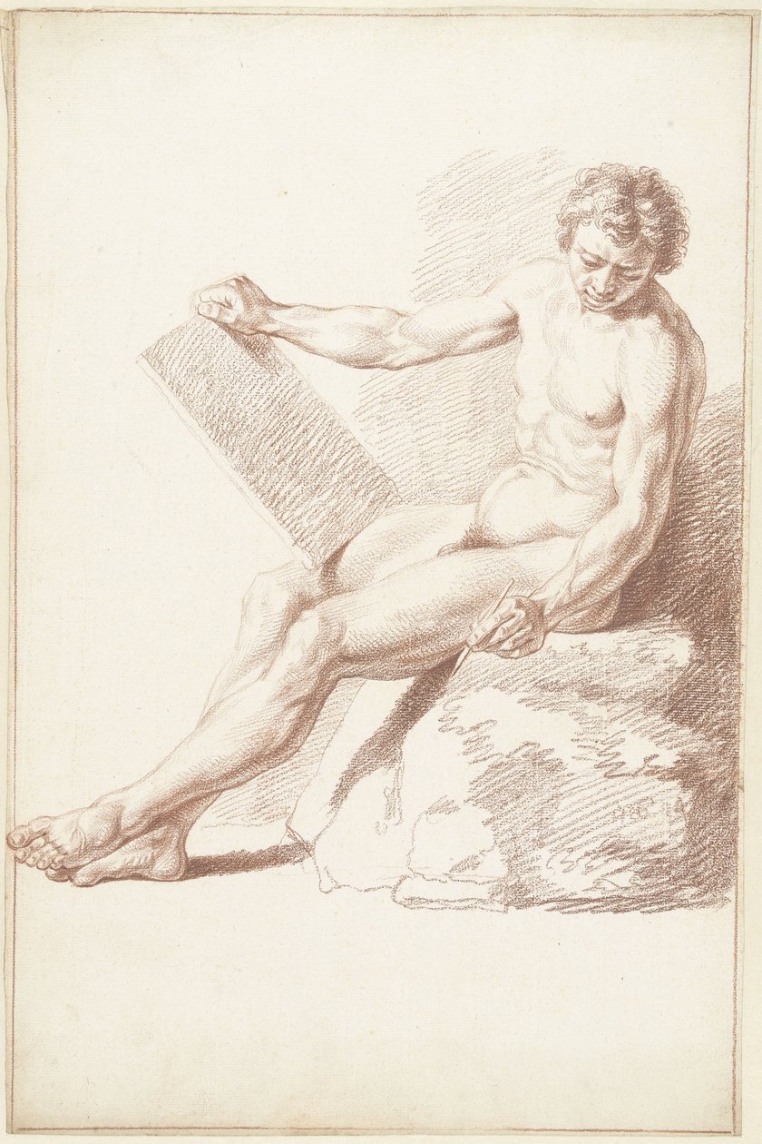 Istuu akatemiassa alasti, valmistelijana tekijältä Louis Fabritius Dubourg
