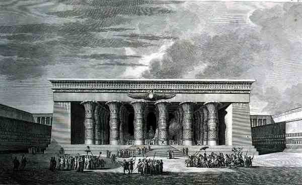 Suuren egyptiläisen temppelin entisöinti, kaiverrettu Pierre Nicolas Ransonette (1745-1810) 