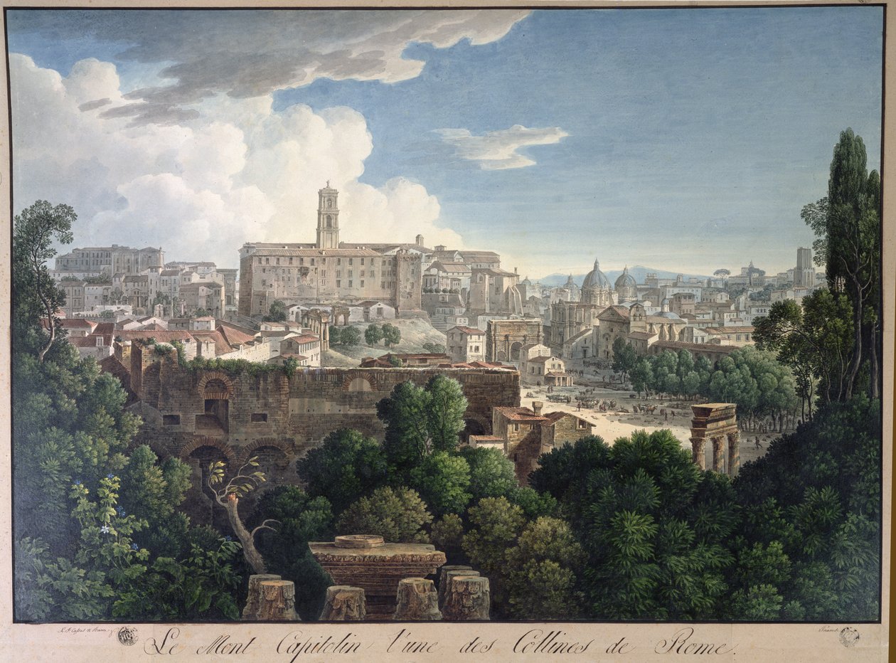 Näkymä Capitoline-kukkulalle Farnese Gardensista tekijältä Louis Francois Cassas