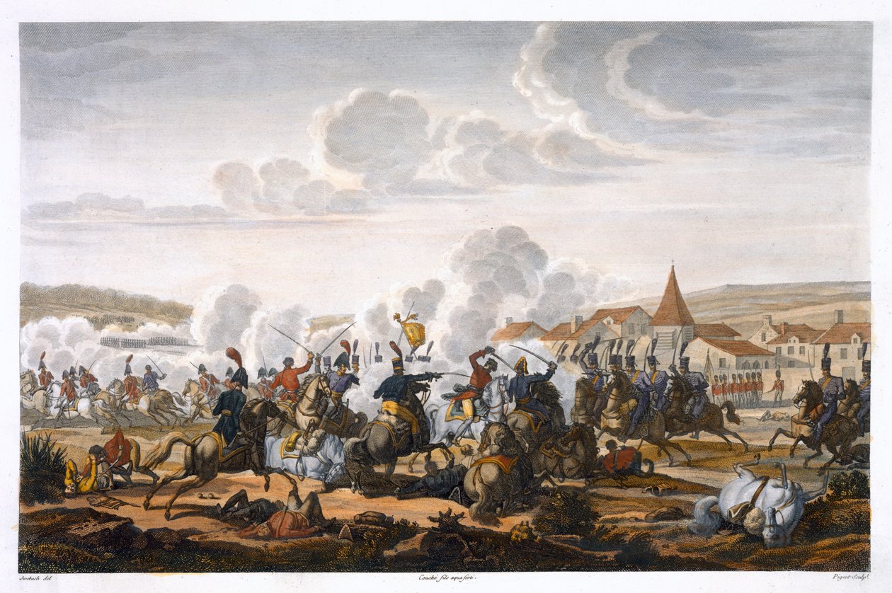 "Preussin prinssi Ludwigin kuolema Saalfeldin taistelussa 10. lokakuuta 1806". tekijältä Louis Francois Couche