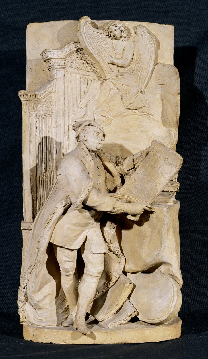 Malli George Frederick Händelin (1685-1759) muistomerkkiä varten Westminster Abbeyssa, noin 1760 (terrakotta). tekijältä Louis Francois Roubillac