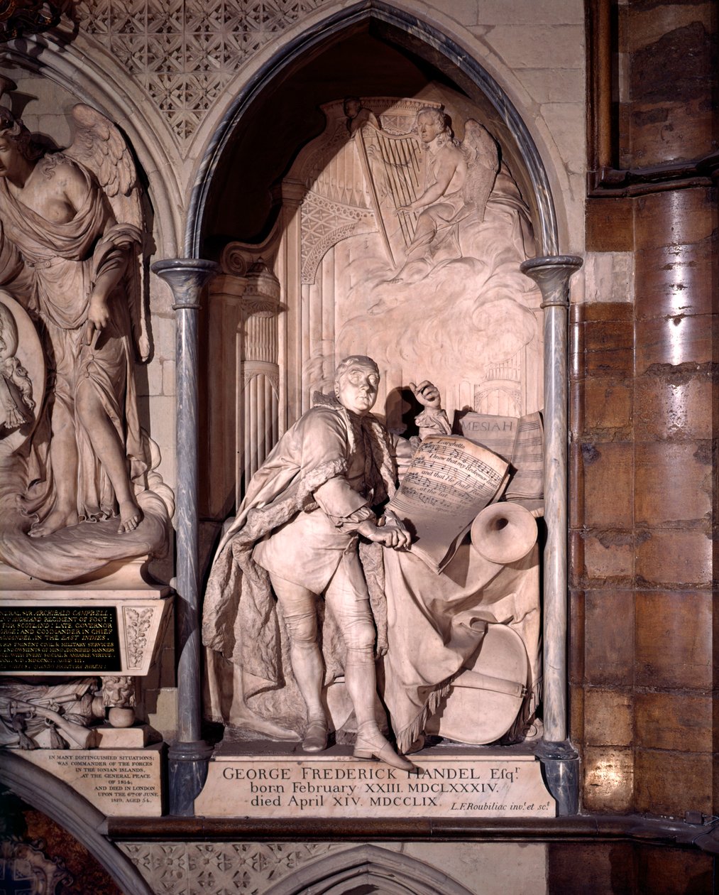 George Frederic Händelin muistomerkki, Westminster Abbey tekijältä Louis Francois Roubilliac
