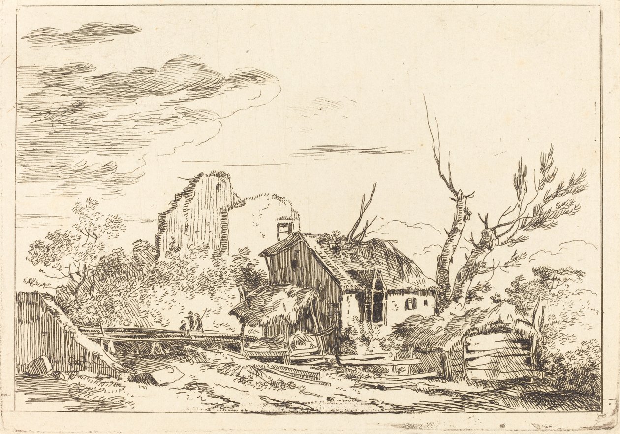 Hovel sillalla tekijältä Louis Gabriel Moreau the Elder
