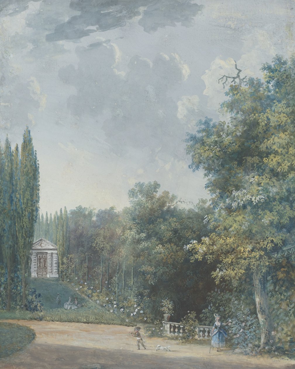 puistonäkymä tekijältä Louis Gabriel Moreau the Elder