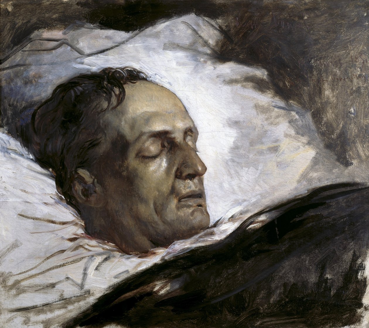 Teloitettu miehen pää (Remy Bomal). 1870-80-luku (öljy kankaalle) tekijältä Louis Galue