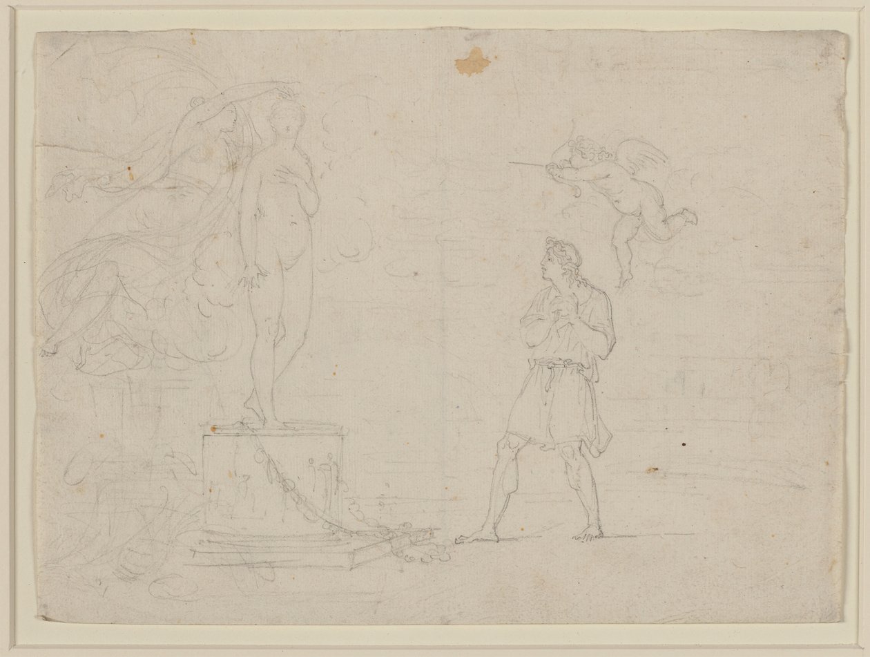 Tutkimus Pygmalionille ja Galatealle, n. 1797 (liitu paperille) tekijältä Louis Gauffier