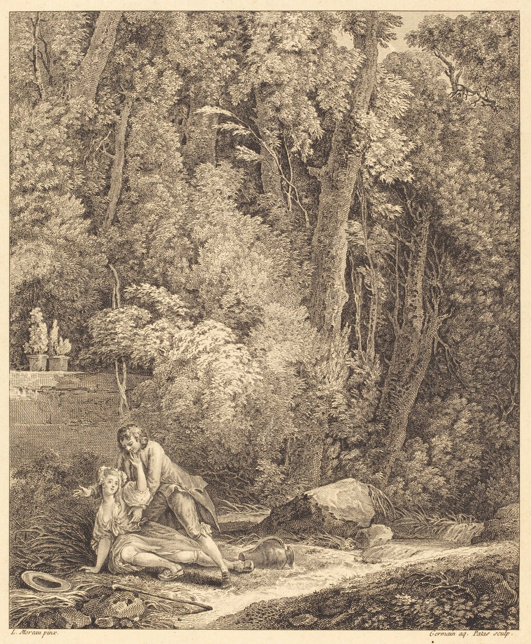 Yrittäjä kyläläinen tekijältä Louis Germain and Charles Emmanuel Patas after Louis Gabriel Moreau