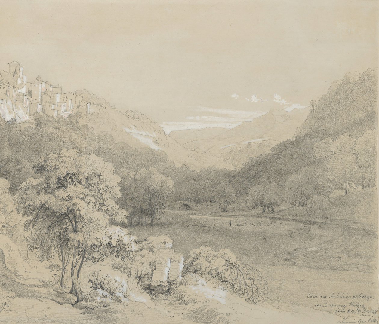 Näkymä Cavista Sabine Hillsillä, 1848. tekijältä Louis Gurlitt