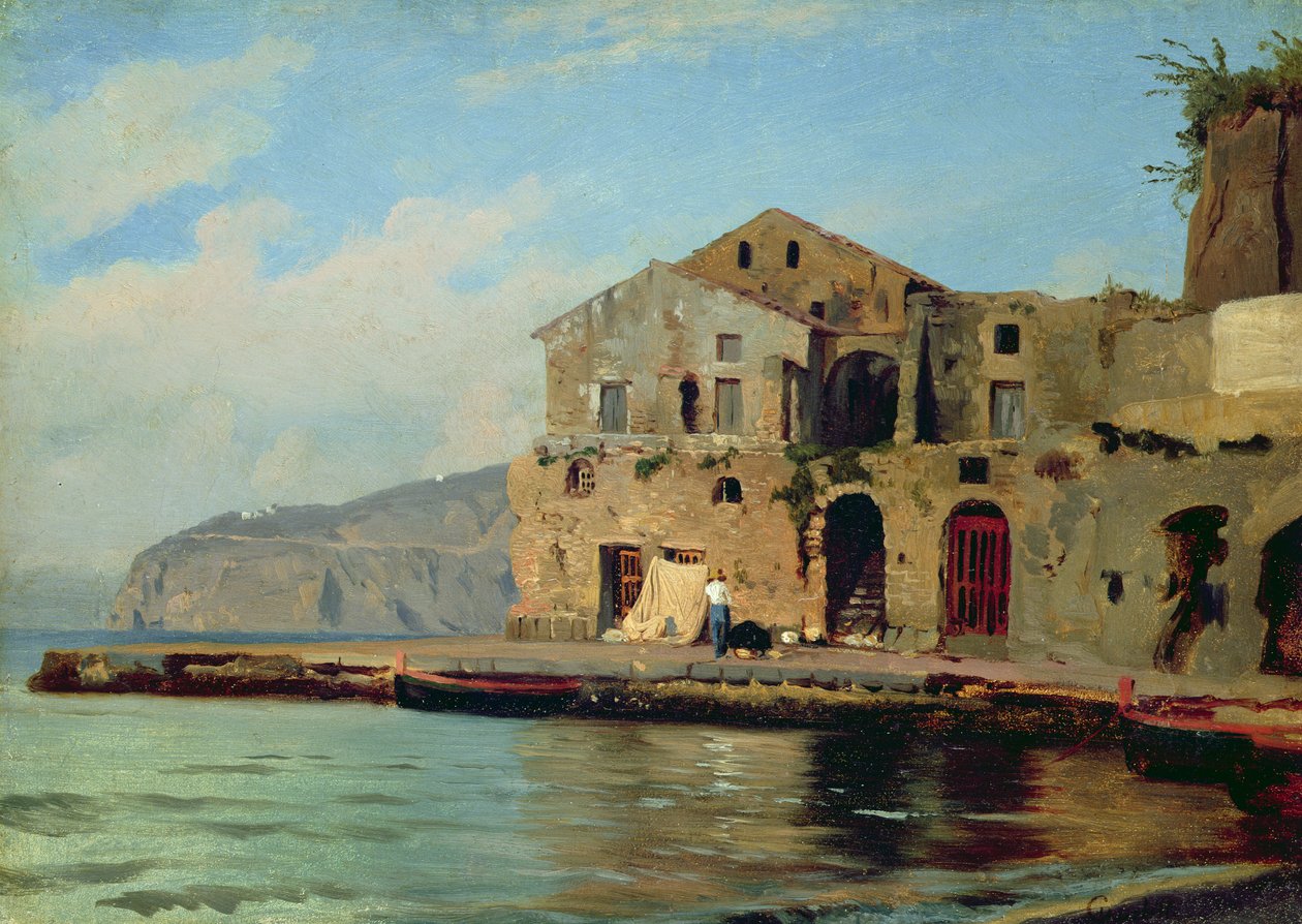 Beach House at Sorrento (öljy paperille kankaalle) tekijältä Louis Gurlitt