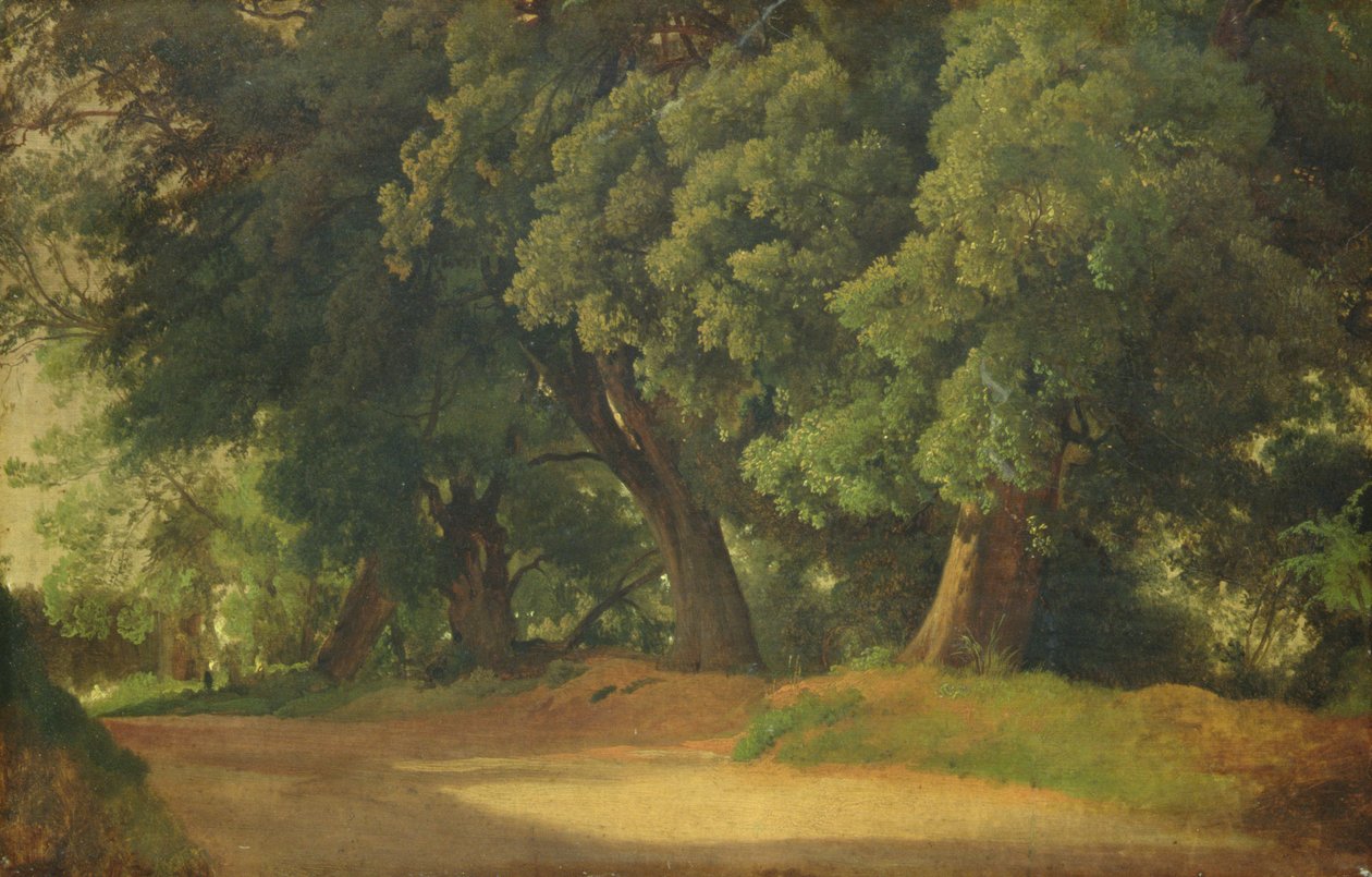 Oak Trees in Holstein (öljy paperille puulle) tekijältä Louis Gurlitt