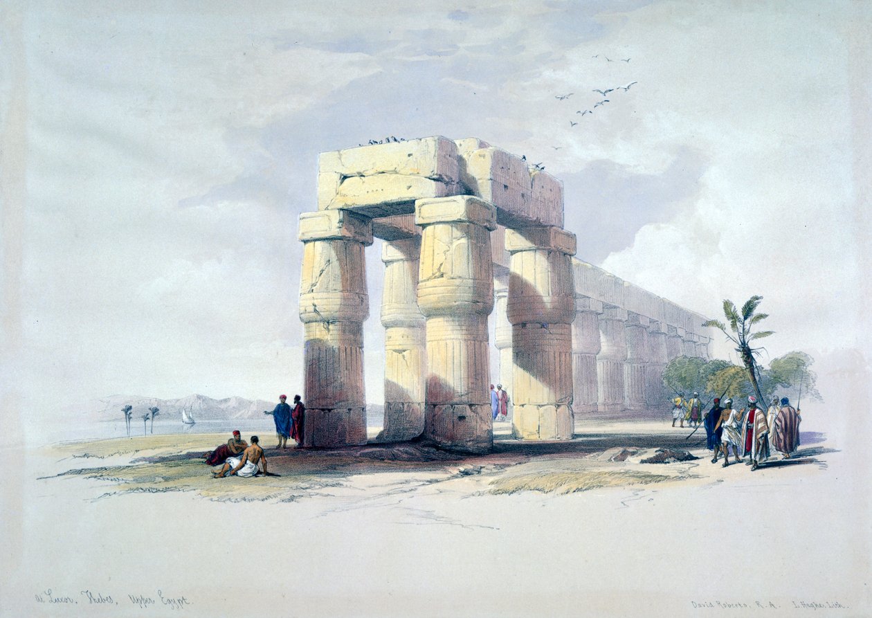 Luxorissa, Thebassa, Ylä-Egyptissä, 1800-luvulla tekijältä Louis Haghe