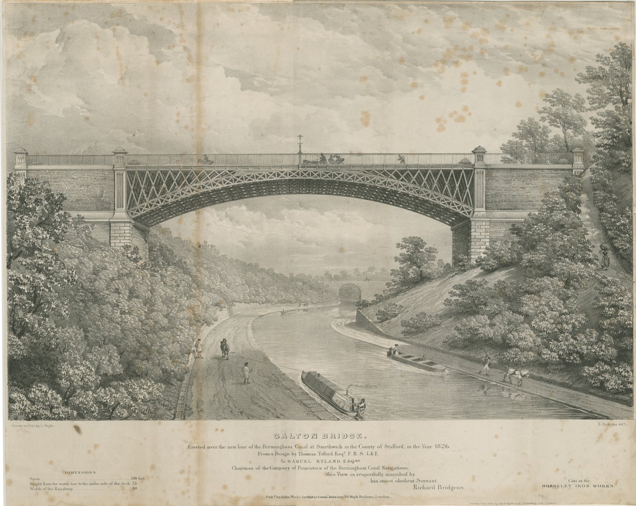 Calton Bridge: sinkkilitografia, nd [1826] tekijältä Louis Haghe