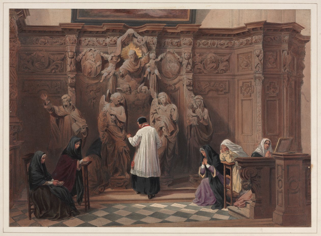 Rippisali, Pyhän Paavalin kirkko, Antwerpen, 1838. tekijältä Louis Haghe