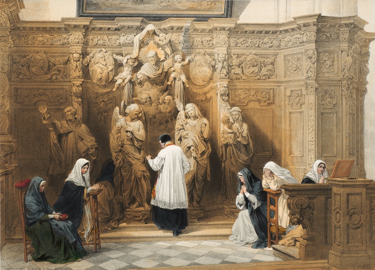Pyhän Paavalin tunnustuskirkko, Antwerpen, sivu 4 Haghen luonnosportfoliosta: Belgia, Saksa, n. 1845-1855 tekijältä Louis Haghe