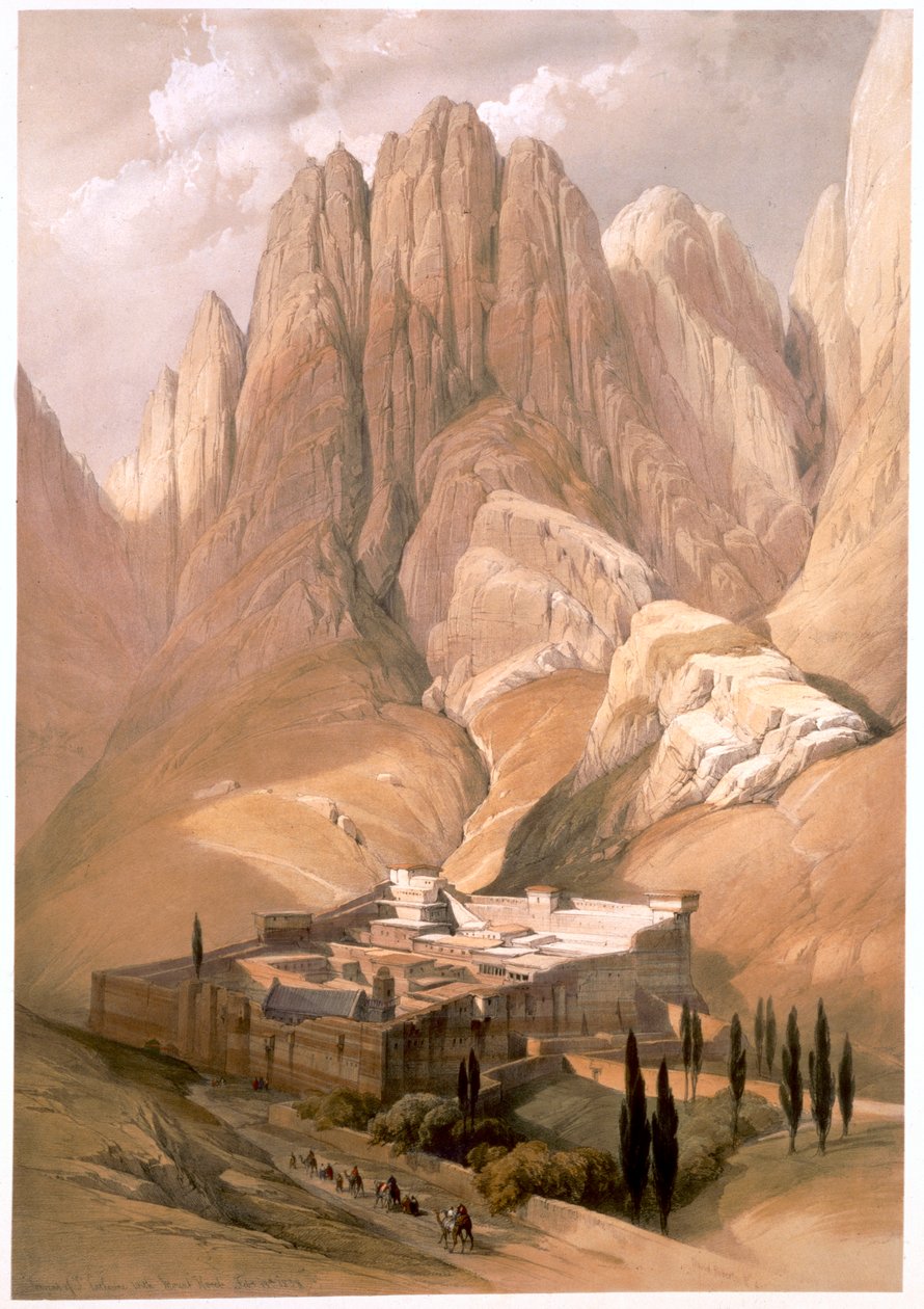 "Pyhän Katariinan luostari Horeb-vuoren kanssa, 19. helmikuuta 1839" 1849 tekijältä Louis Haghe
