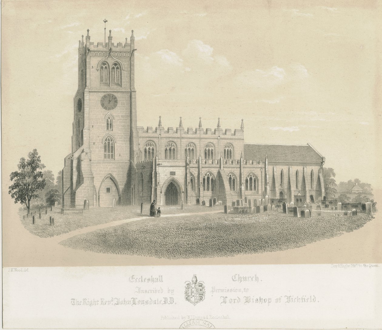 Eccleshall Church: litografia, nd [c 1840] (painos) tekijältä Louis Haghe