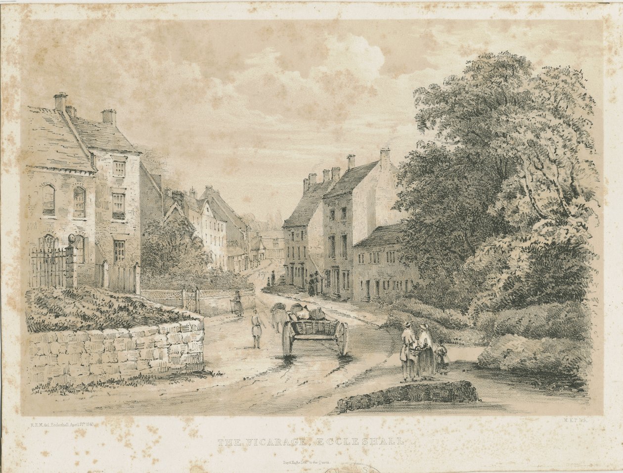 Eccleshall Village: litografia tekijältä Louis Haghe
