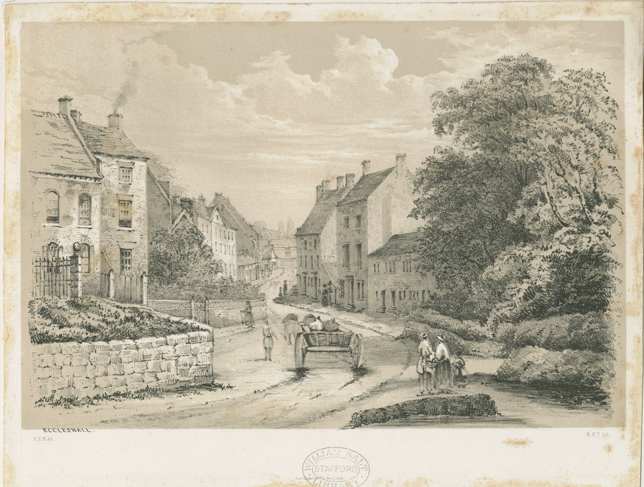 Eccleshall Village: litografia tekijältä Louis Haghe