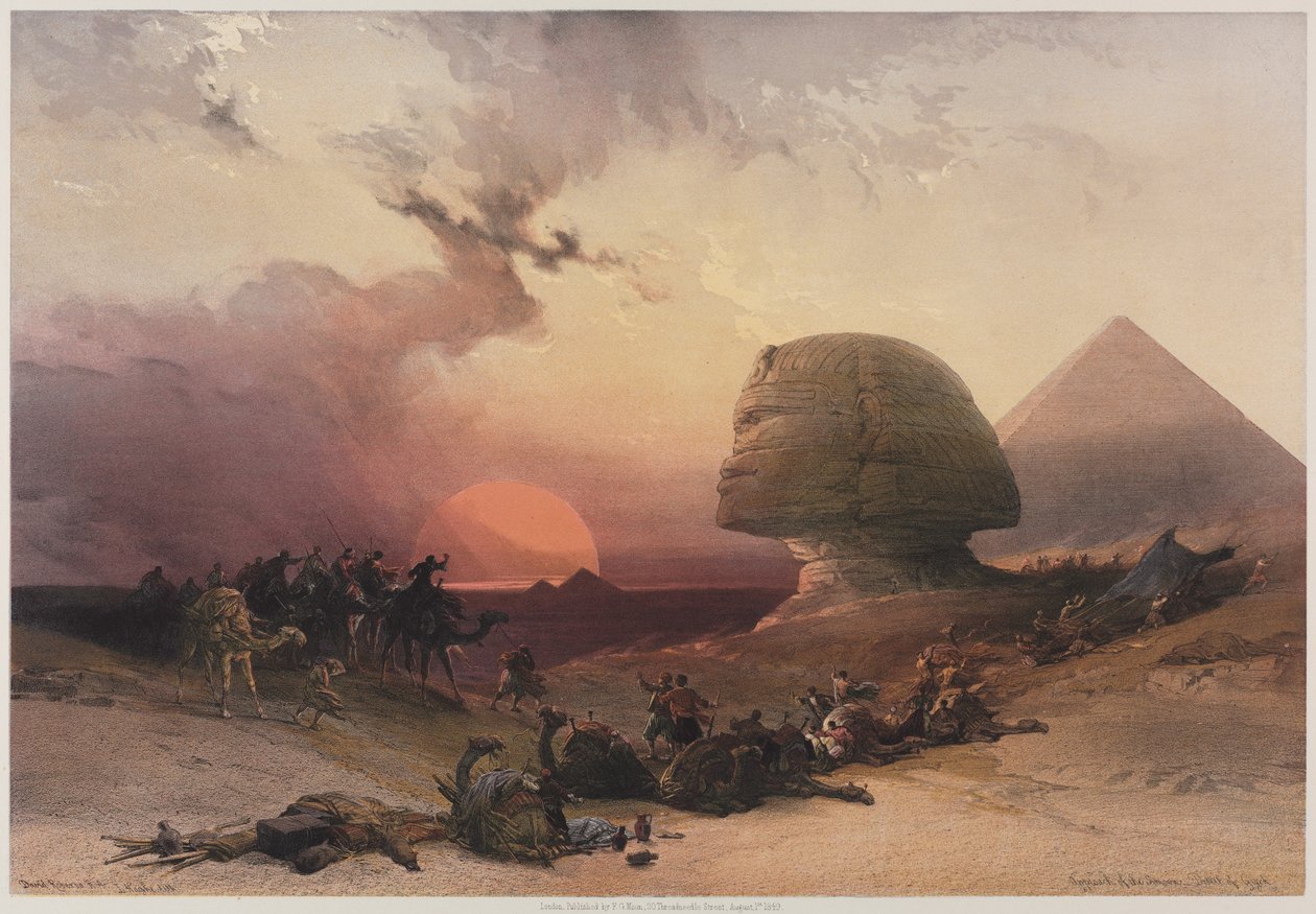Egypti ja Nubia, osa III: Simoonin aavikon lähestyminen Gizehissä, 1849. tekijältä Louis Haghe